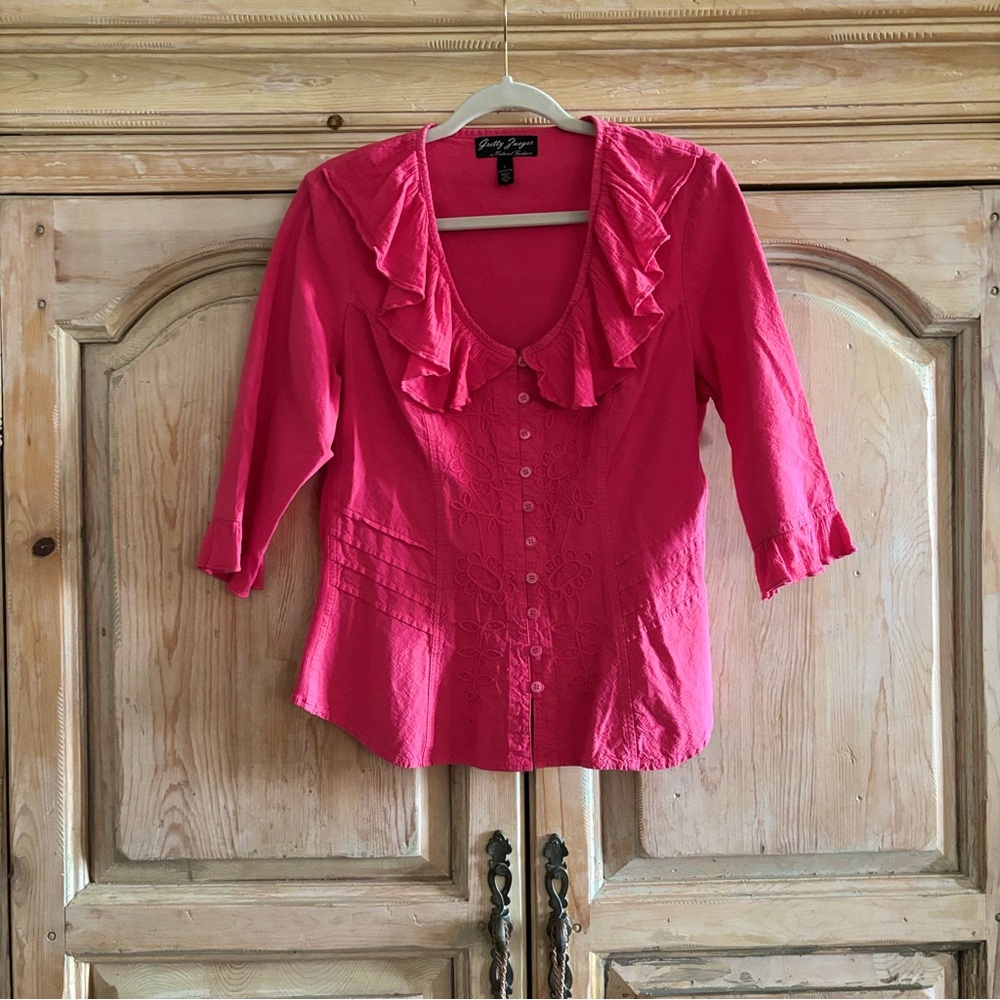 Vibrant Pink Ruffled Blouse